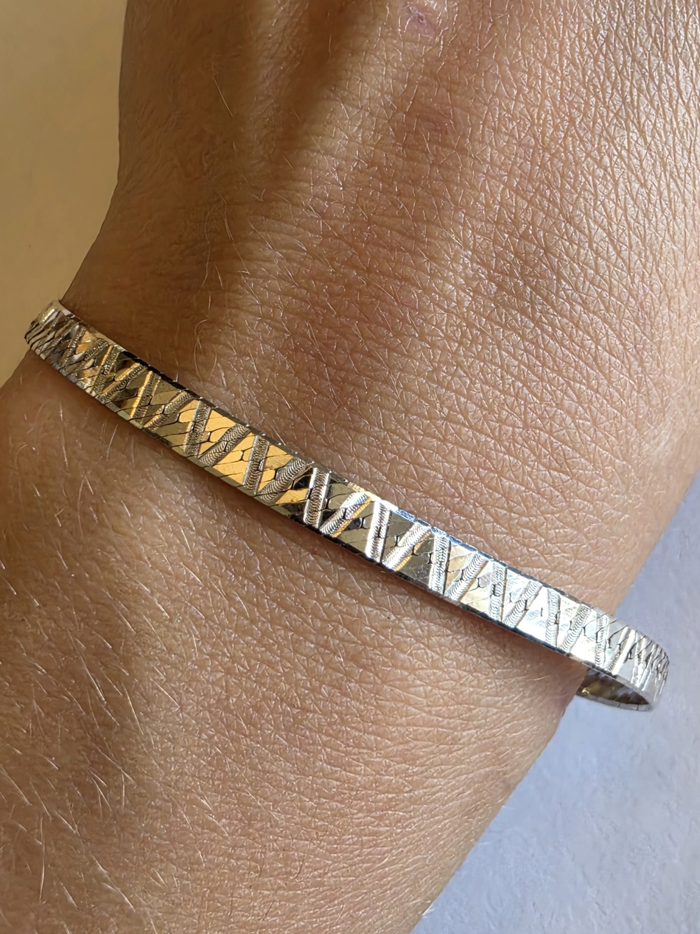 Milor Zig Zag Herringbone Bracelet - Silver